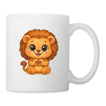 Cute lion with heart hands - Mug - white - Right