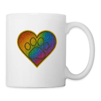 Regenbogen Herzenspfote Glitzer - Tasse - Weiß - Rechts