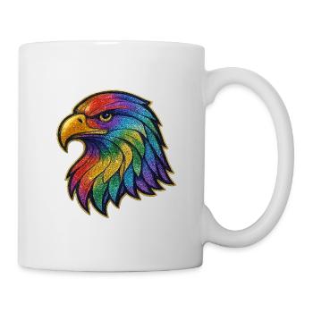 Regenbogen Adler Kopf Patch - Tasse - Weiß - Rechts