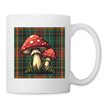 Aventure aux champignons à carreaux - Mug blanc - blanc - Droite
