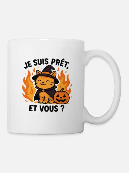 Halloween Wizard Cat Ready - Mug - white
