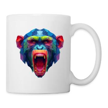 Bunter Polygonaffen Kopf - Tasse - Weiß - Rechts