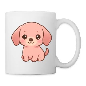 Cute pink dachshund puppy kawaii cartoon - Mug - white - Right