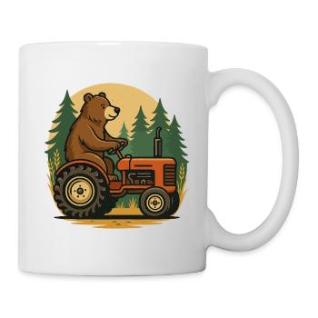 Bärenfarmer im Traktor - Tasse - Weiß - Rechts