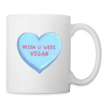 Blue Anime Heart – Wish u were vegan - Mug - white - Right