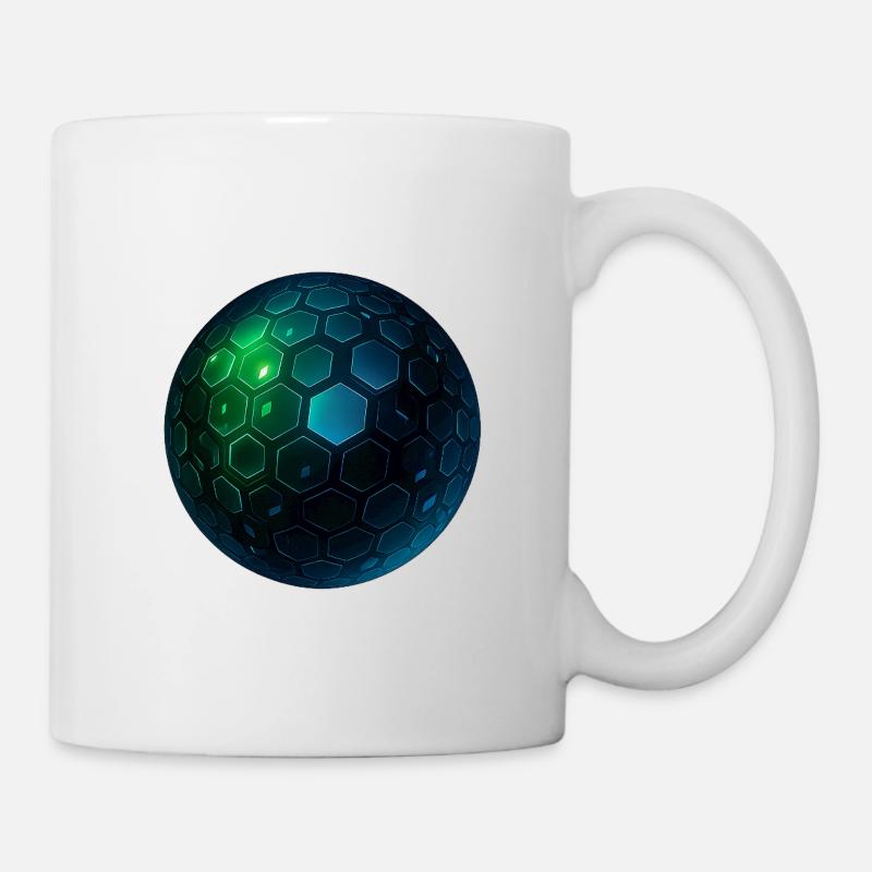 Neon Hexagon Kugel - Tasse - Weiß