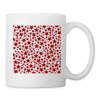 Roter Sternenmuster auf dunklem Grund - Tasse - Weiß - Rechts
