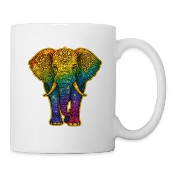 Regenbogen Elefant mit Goldmuster - Tasse - Weiß - Rechts