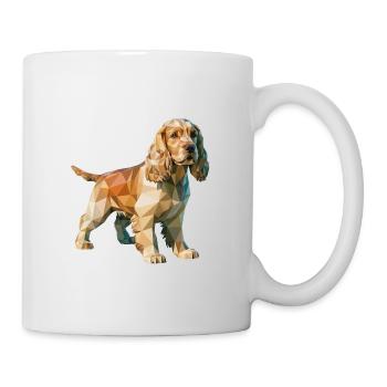 Cocker Spaniel - Cool Low Poly Logo - Mug - white - Right