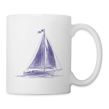 Segelboot Skizze – Klassische Maritime Blaupause - Tasse - Weiß - Rechts