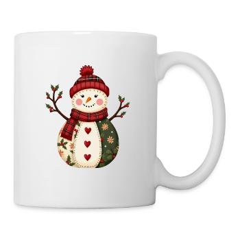 Schneemann Weihnachtszauber Patchwork - Tasse - Weiß - Rechts