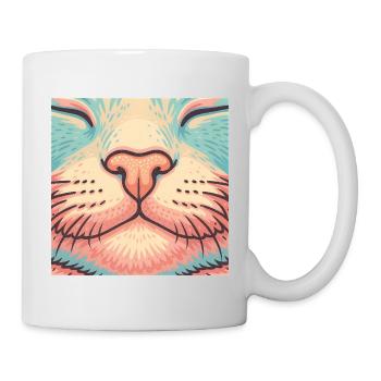 Retro Katzennase – Bunte Schnurrhaare Illustration - Tasse - Weiß - Rechts