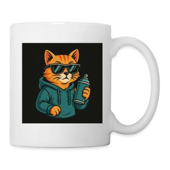 Graffiti Cat Hoodie Spray Can - Mug - white - Right