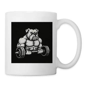 Strength Bulldog Dumbbell Workout - Mug - white - Right