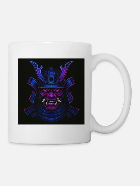 Neon Samurai Maske - Tasse - Weiß
