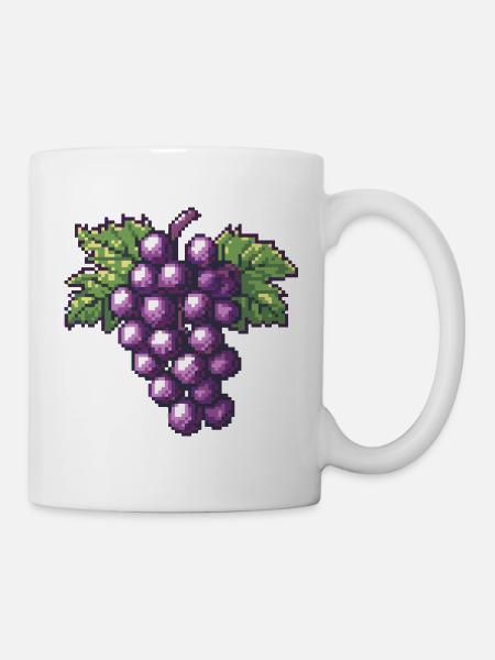 Violette Pixeltrauben - Tasse - Weiß