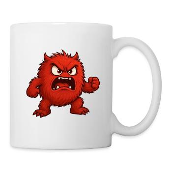 Rotes Wutmonster Cartoon - Tasse - Weiß - Rechts