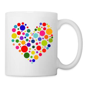 Bunter Kreis Herz Muster - Tasse - Weiß - Rechts