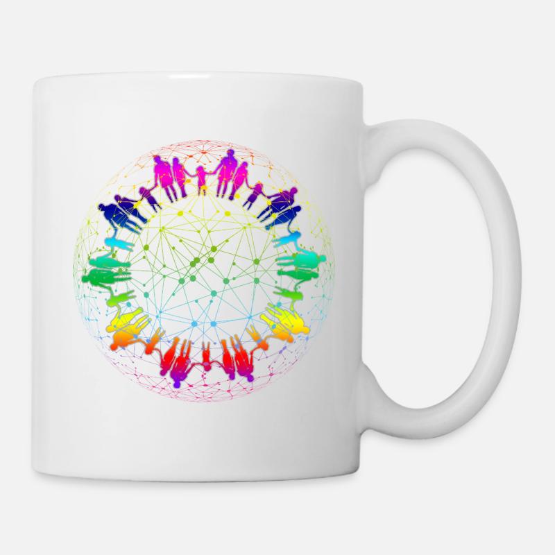 Regenbogen Netz der Gemeinschaft - Tasse - Weiß