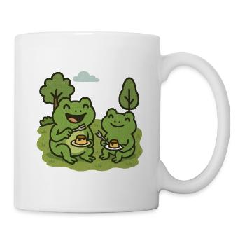 Manger du pudding avec une fourchette - grenouilles - Mug blanc - blanc - Droite