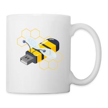 Dessin animé drôle d’abeille USB - Mug blanc - blanc - Droite