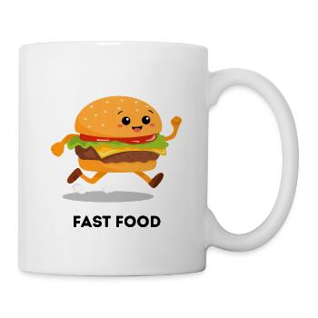 Fast Food Running Burger – Lustiger Cartoon - Tasse - Weiß - Rechts