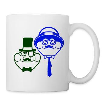2 Frösche Sir Herren reich Monokel Brille Zylinder - Tasse - Weiß - Rechts