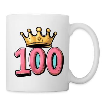 100 Zahl Krone - Tasse - Weiß - Rechts