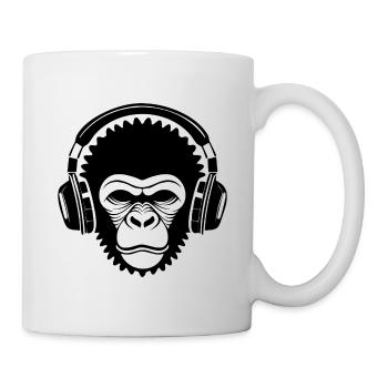Power Affenkopf Bass Groove Festival Shirt - Tasse - Weiß - Rechts