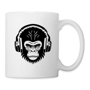Relaxed Monkey Wireless Headphones Cafe Shirt - Mug - white - Right