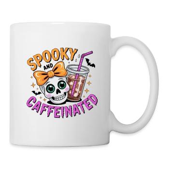 Tête de femme squelette avec café - Mug blanc - blanc - Droite