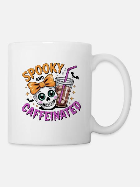 Skelett Frau Kopf mit Kaffee - Tasse - Weiß