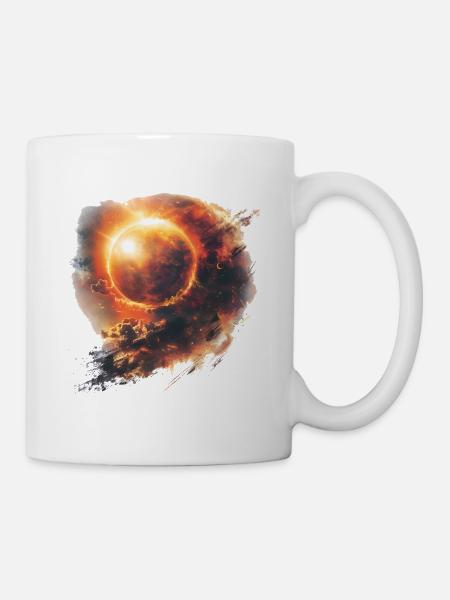 Sonnenfeuer Orb Kunst - Tasse - Weiß