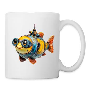 Steampunk fish with glasses - Mug - white - Right