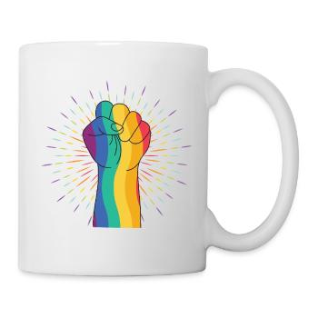 Poing arc-en-ciel de la diversité - Mug blanc - blanc - Droite