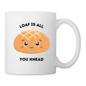 Cute Bread Pun – Loaf Is All You Knead - Mug - white - Right