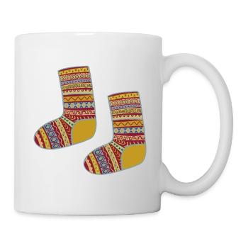 Colorful Fair Isle Patterned Socks - Mug - white - Right