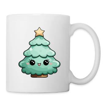Cute Cartoon Christmas Tree with Star - Mug - white - Right
