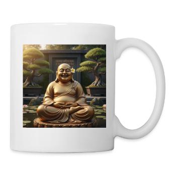 Golden Laughing Buddha Garden Figurine - Mug - white - Right