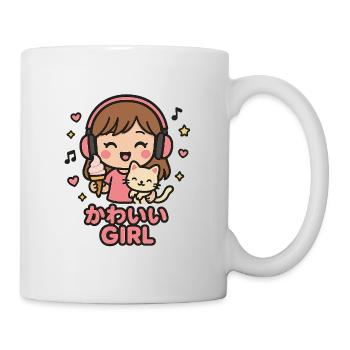 Kawaii Girl Music Cat - Mug - white - Right