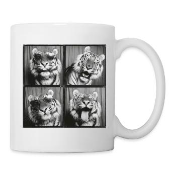 Boîte photo de lunettes de soleil Funny Tiger - Mug blanc - blanc - Droite