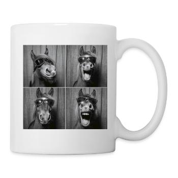 Boîte photo de lunettes de soleil drôle cheval poney - Mug blanc - blanc - Droite