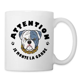 Pitbull Hund Sei vorsichtig, ich stehe Wache - Tasse - Weiß - Rechts