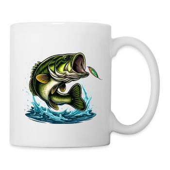 Conception de saut de l’achigan à grande bouche - Mug blanc - blanc - Droite