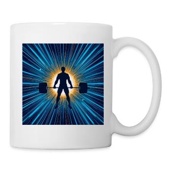 Barbell Hero in a circle of light - Mug - white - Right