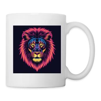 Majestic Lion – Retro Neon Art T-Shirt - Mug - white - Right