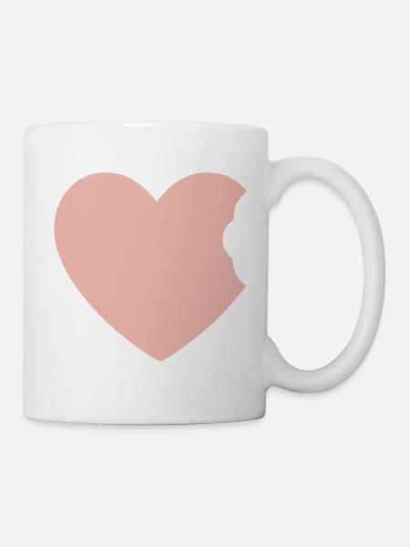Rosa herz wo jemand abgebissen hat - Tasse - Weiß