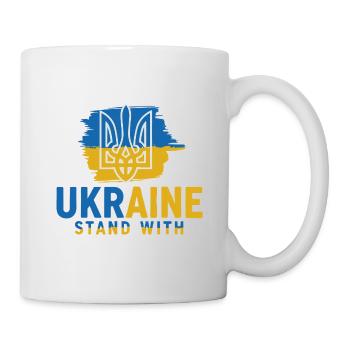 Ukraine Flag Emblem Stand With - Mug - white - Right