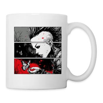 Punk rock girl watching butterfly - Mug - white - Right