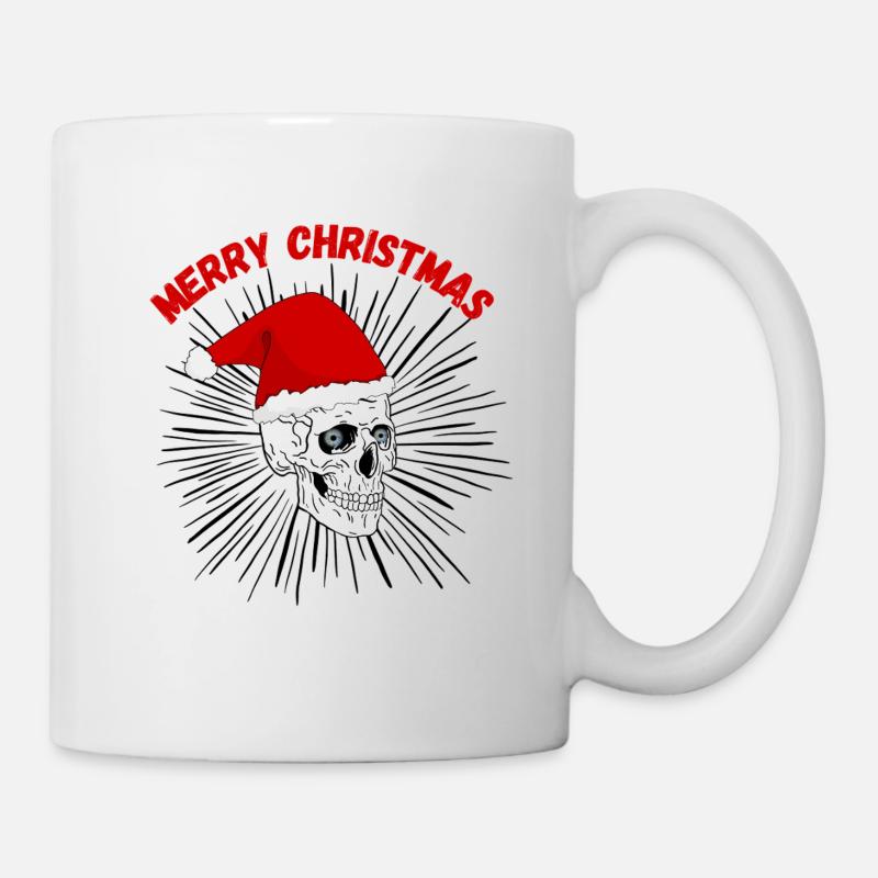 Weihnachtsschädel mit rotem Gothic Hut - Tasse - Weiß